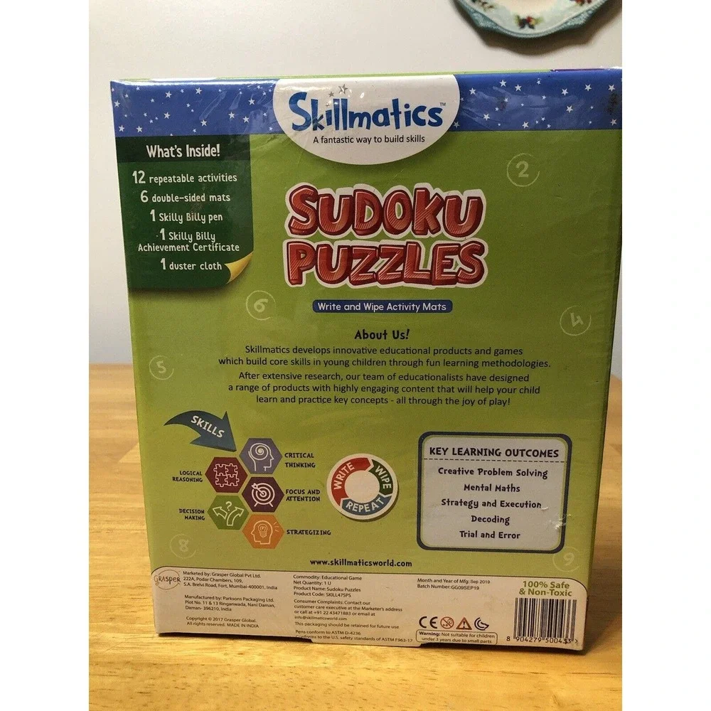 Skillmatics Sudoku Puzzles Write‎ and Wipe Re-use Erase Activity Mats Sealed